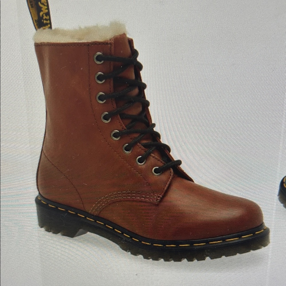 Dr. Martens Brown Serena faux fur lined leather boot